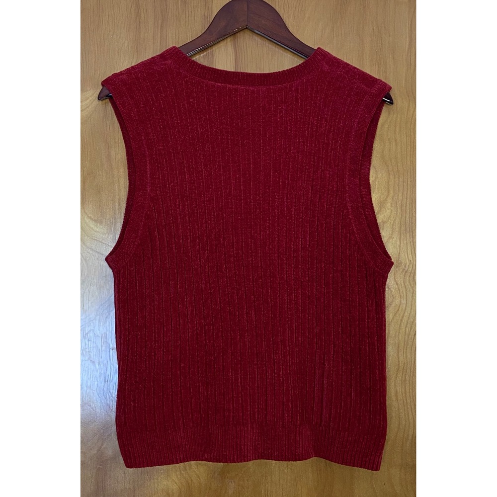 Women's Red Chenille Ribbed Sweater Vest EP Pro Golf‎ sz Large - Picture 2 of 5